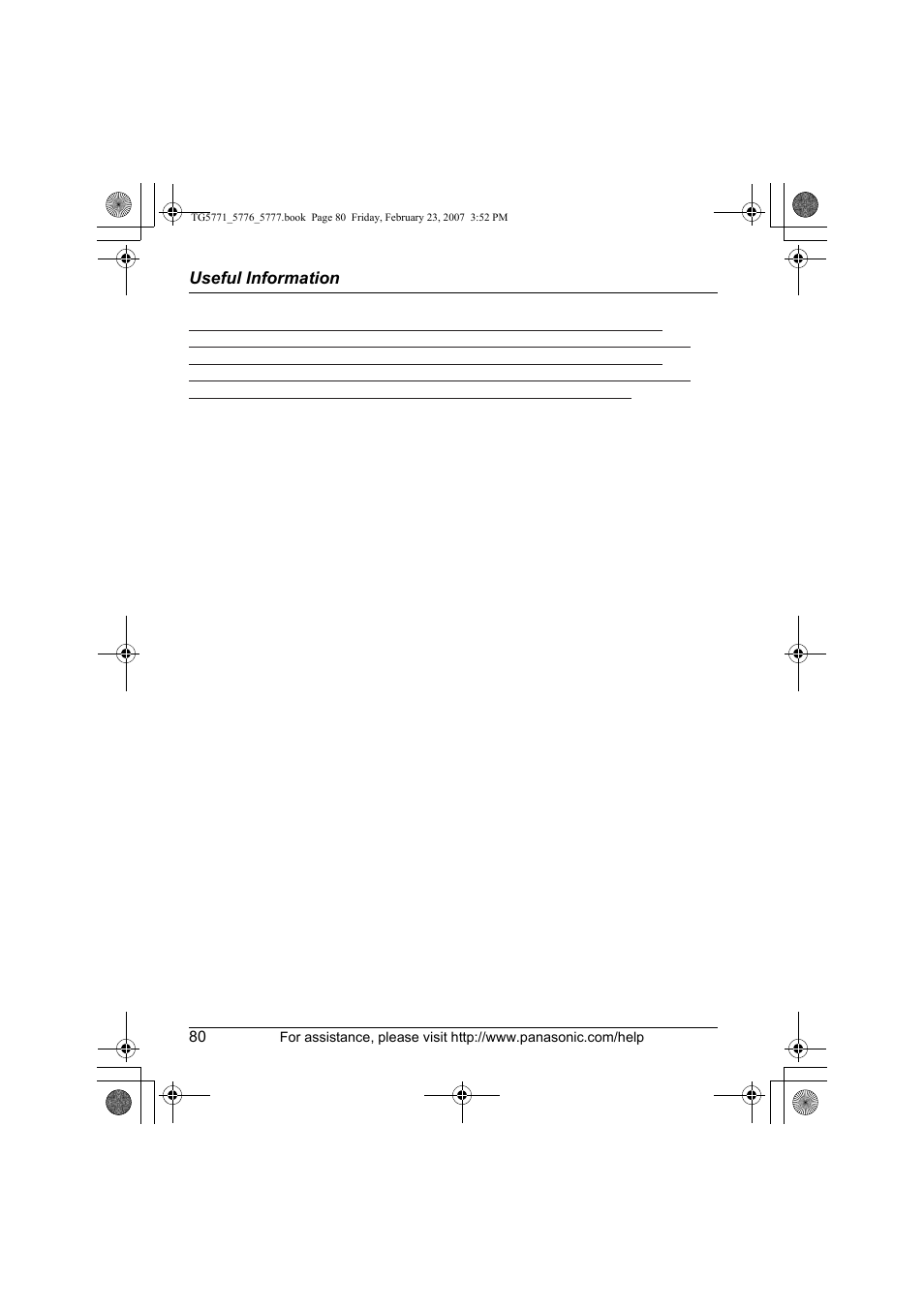 Panasonic KX-TG5771 User Manual | Page 80 / 84