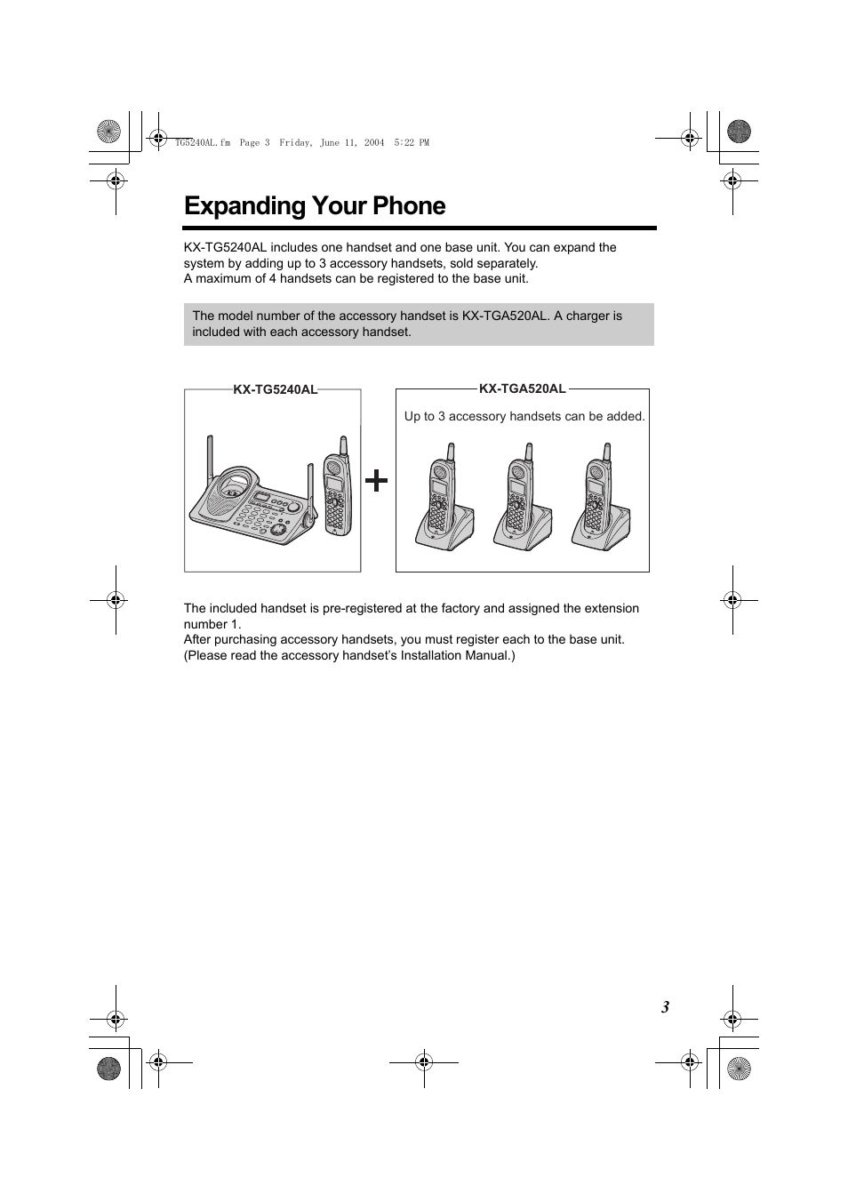 Expanding your phone | Panasonic KX-TG5240AL User Manual | Page 3 / 100