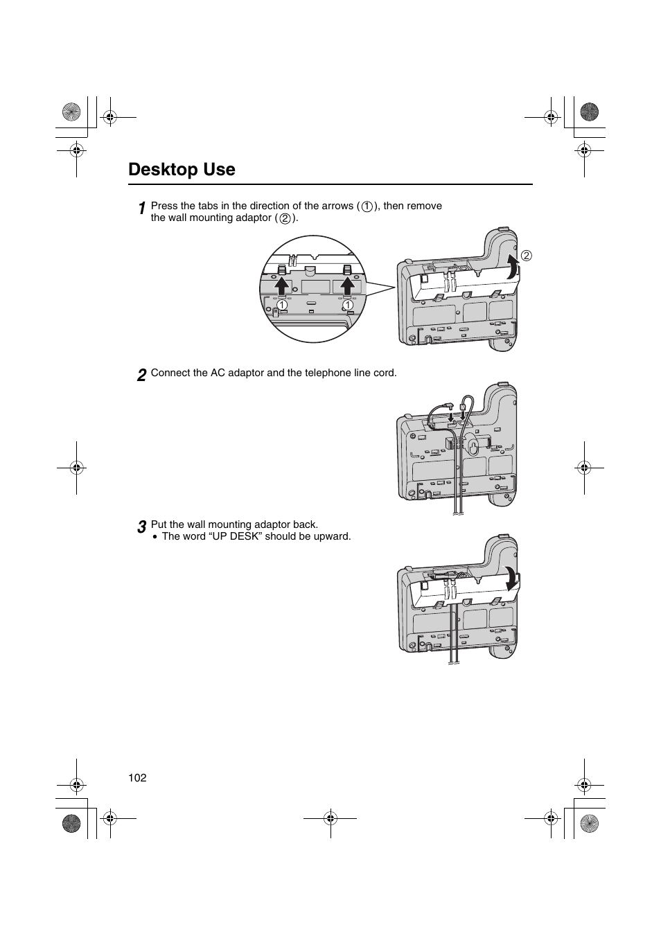 Desktop use | Panasonic KX-TCD535HK User Manual | Page 102 / 116