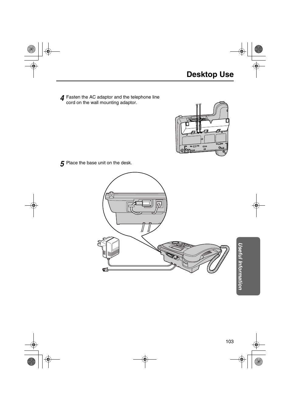 Desktop use | Panasonic KX-TCD535HK User Manual | Page 103 / 116