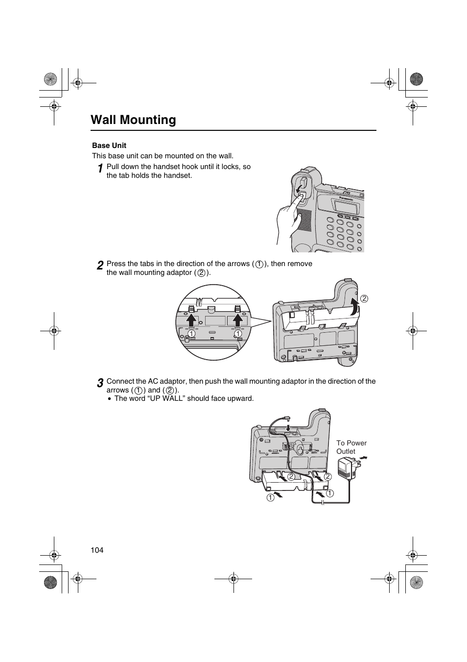 Wall mounting | Panasonic KX-TCD535HK User Manual | Page 104 / 116