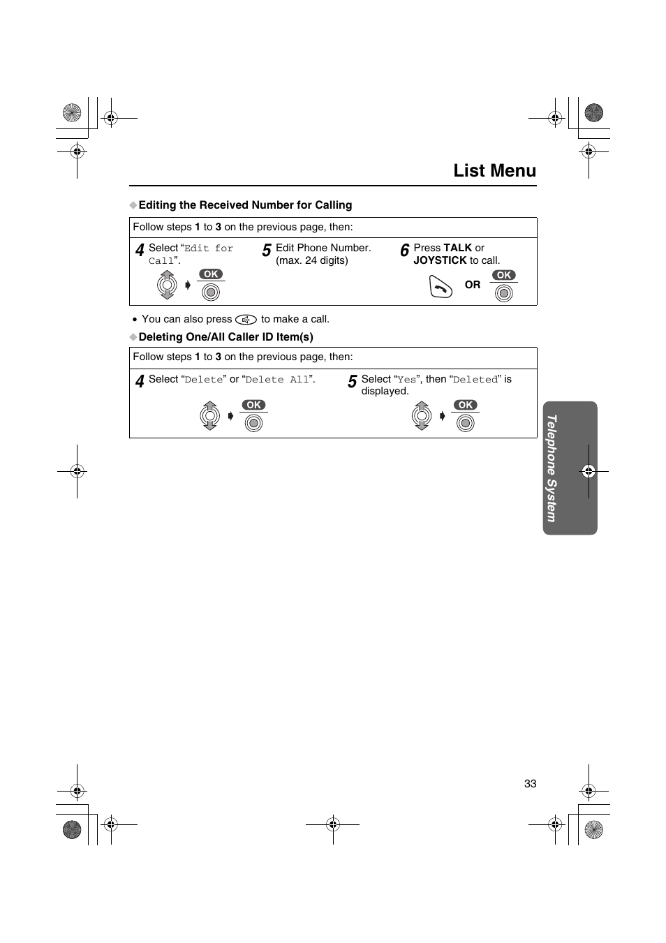 List menu | Panasonic KX-TCD535HK User Manual | Page 33 / 116