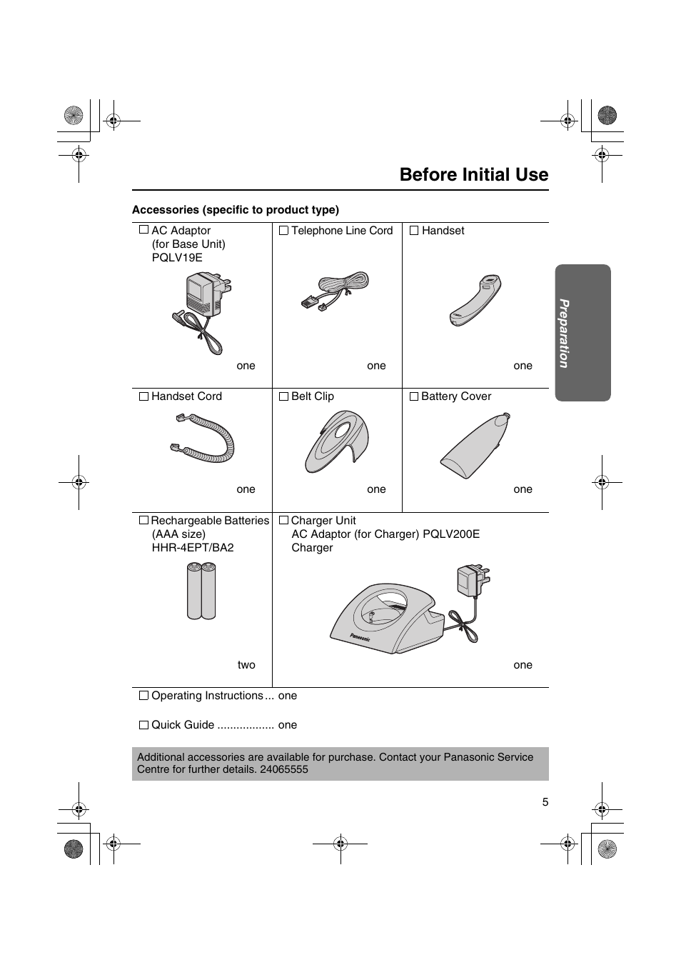 Before initial use | Panasonic KX-TCD535HK User Manual | Page 5 / 116