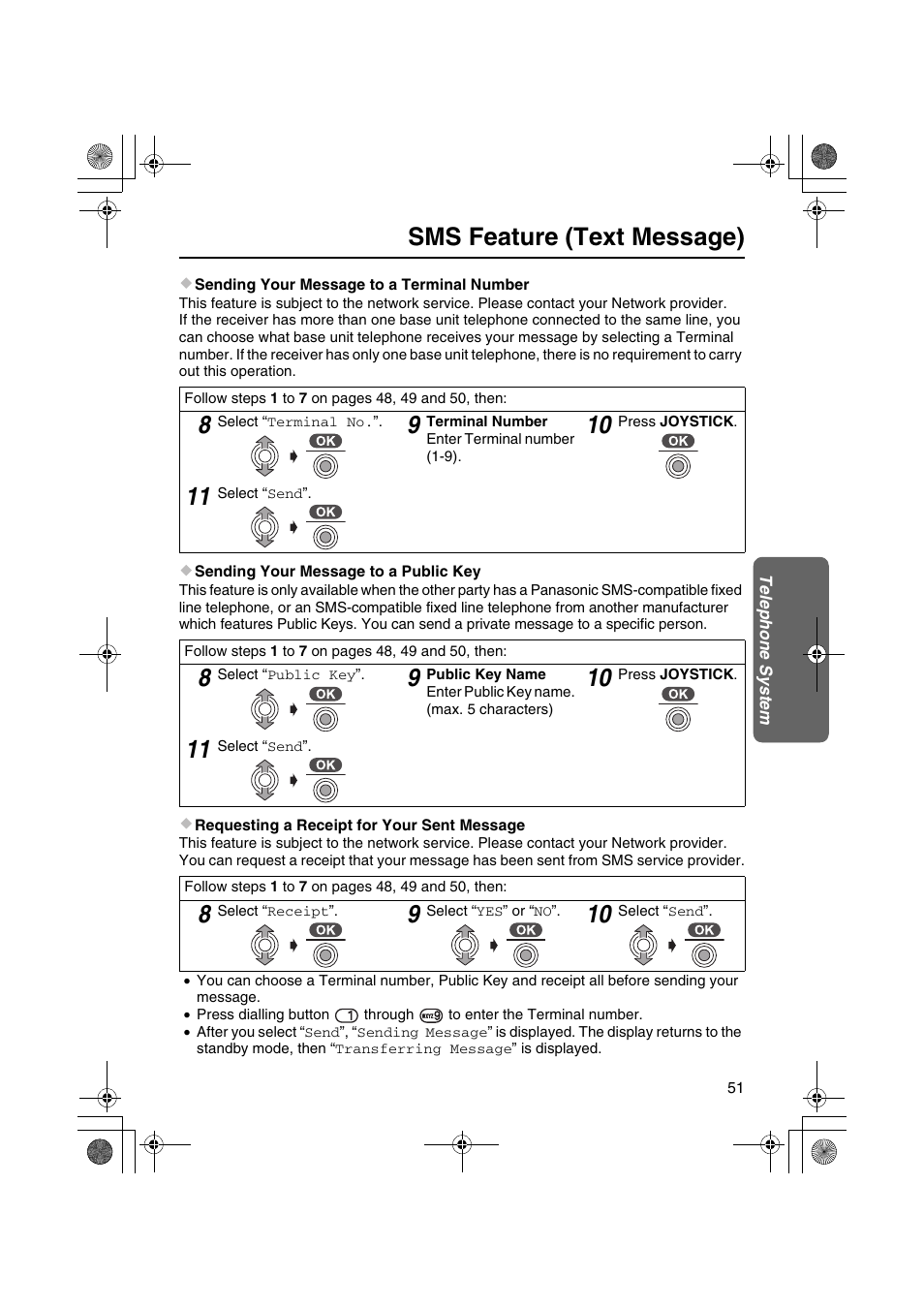 Sms feature (text message) | Panasonic KX-TCD535HK User Manual | Page 51 / 116