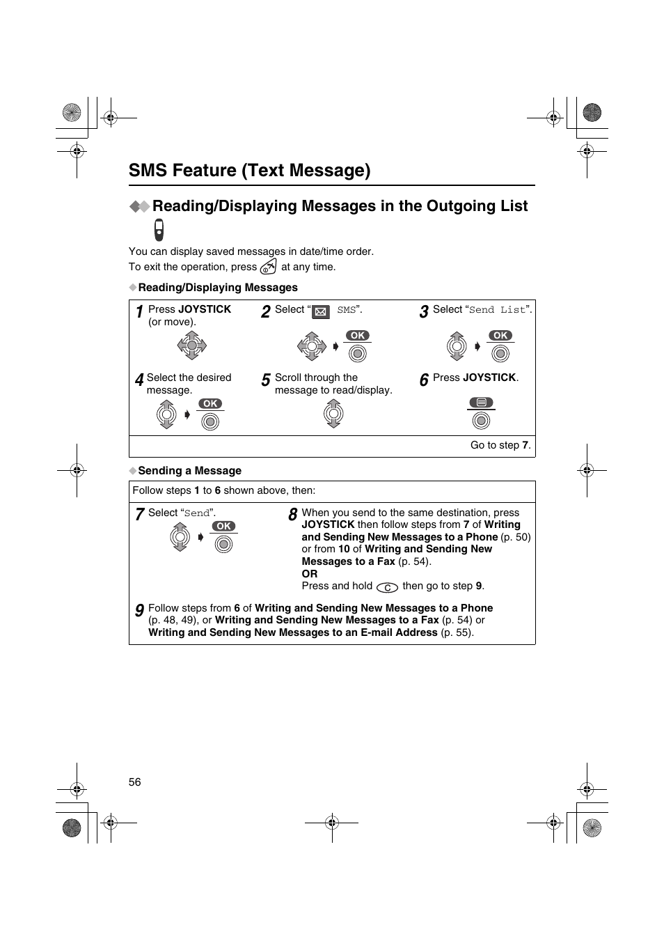 Sms feature (text message) | Panasonic KX-TCD535HK User Manual | Page 56 / 116