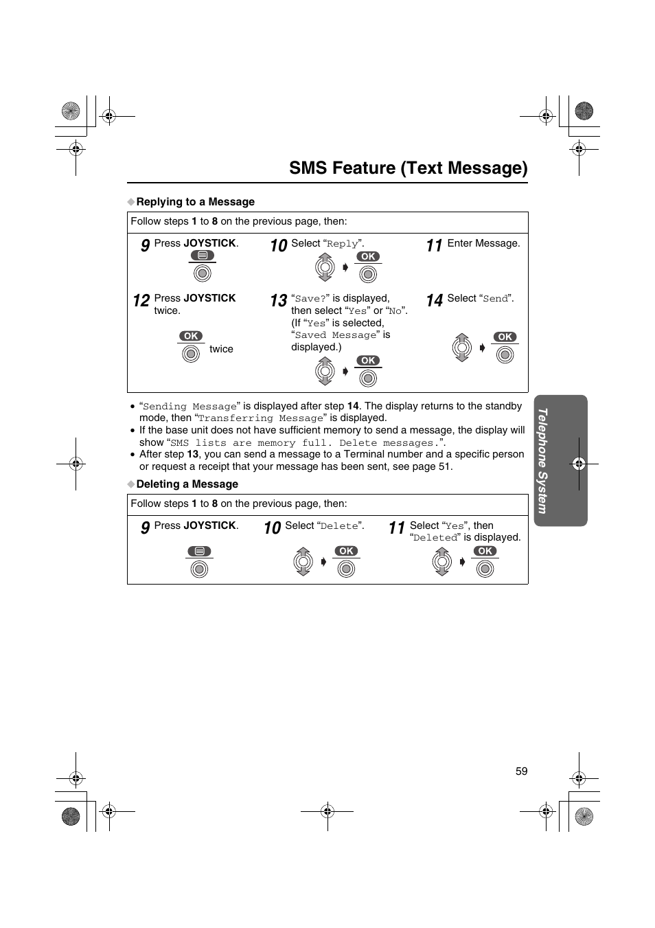 Sms feature (text message) | Panasonic KX-TCD535HK User Manual | Page 59 / 116