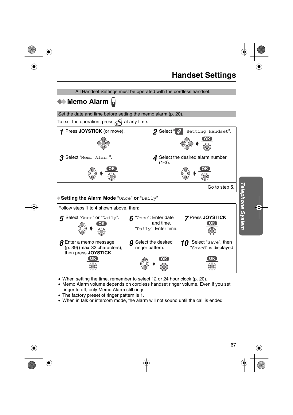 Handset settings | Panasonic KX-TCD535HK User Manual | Page 67 / 116