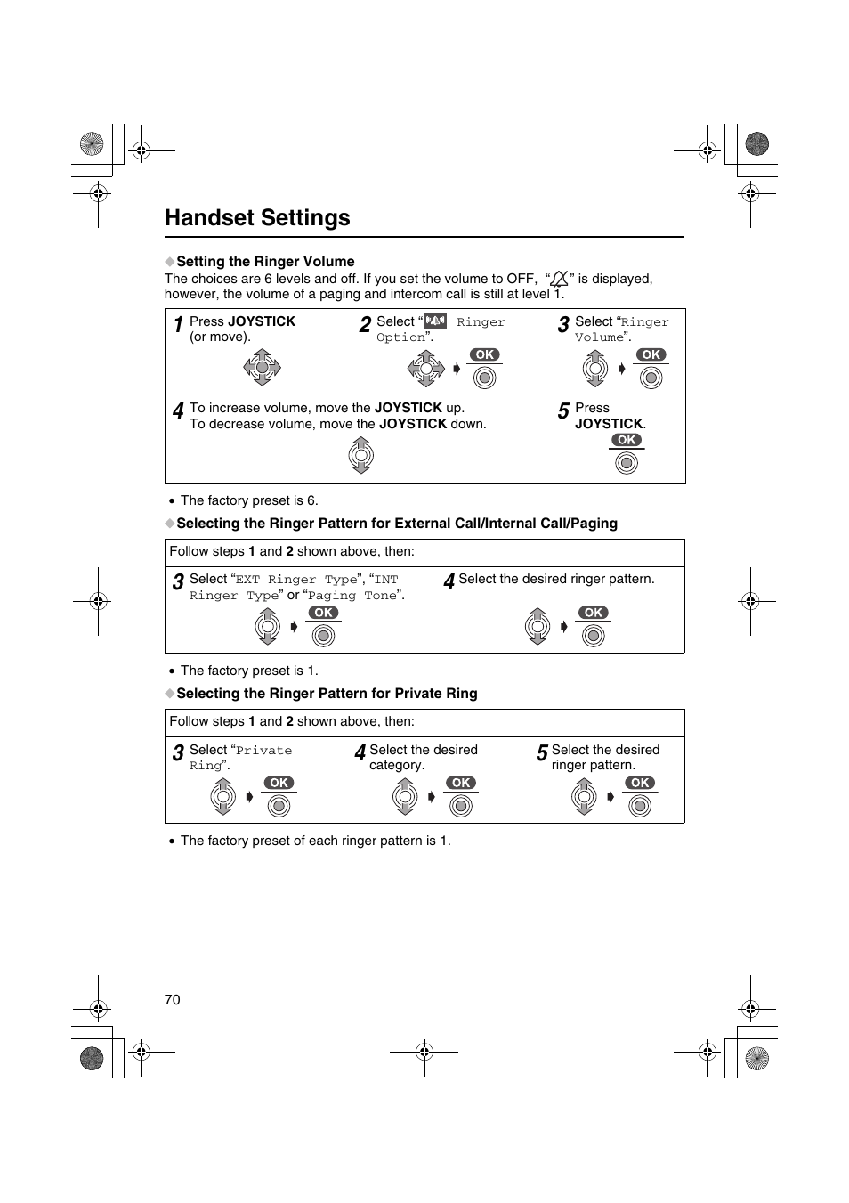 Handset settings | Panasonic KX-TCD535HK User Manual | Page 70 / 116