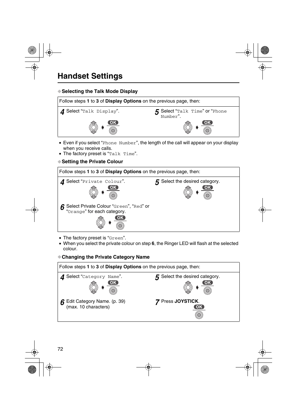 Handset settings | Panasonic KX-TCD535HK User Manual | Page 72 / 116