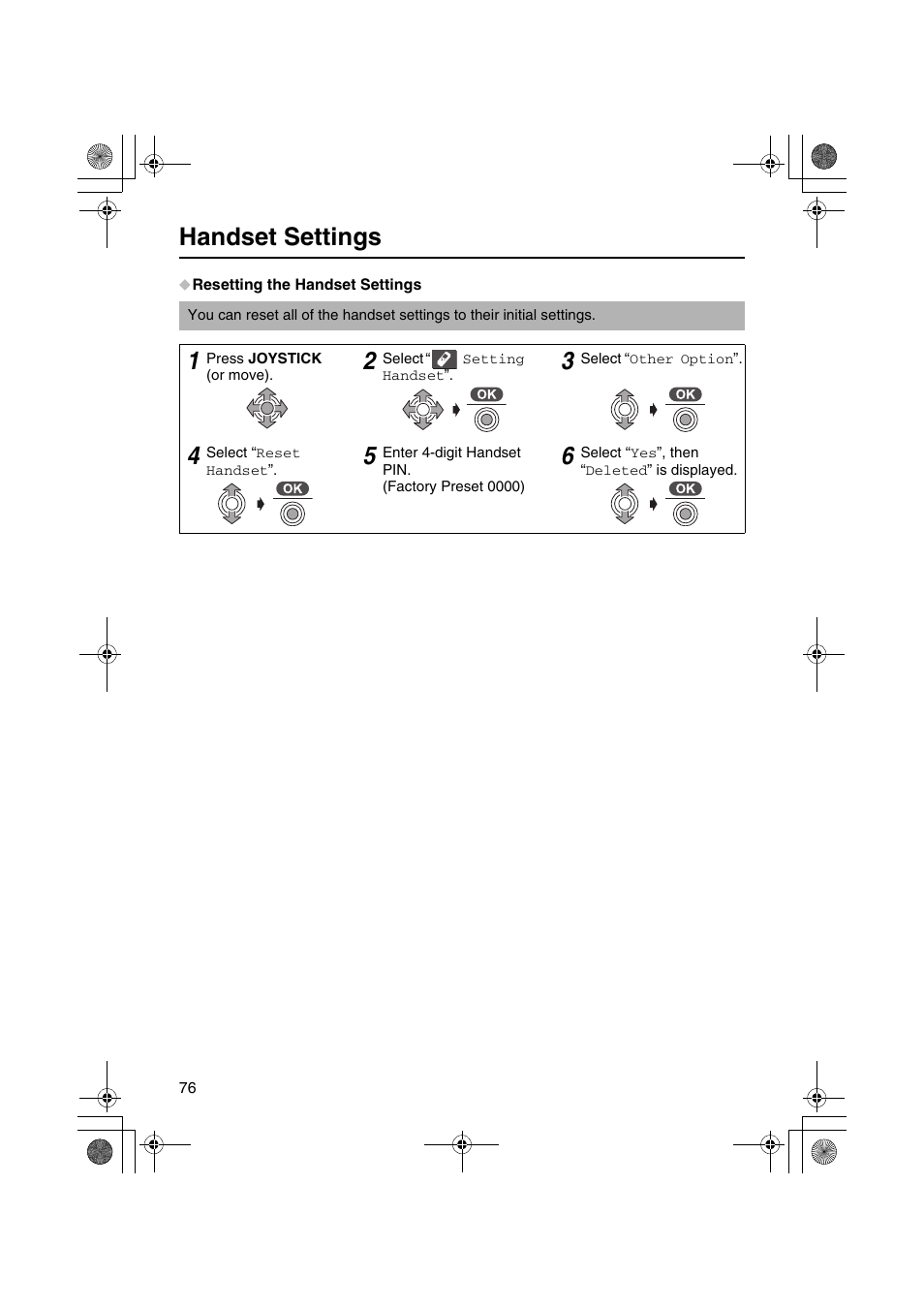 Handset settings | Panasonic KX-TCD535HK User Manual | Page 76 / 116