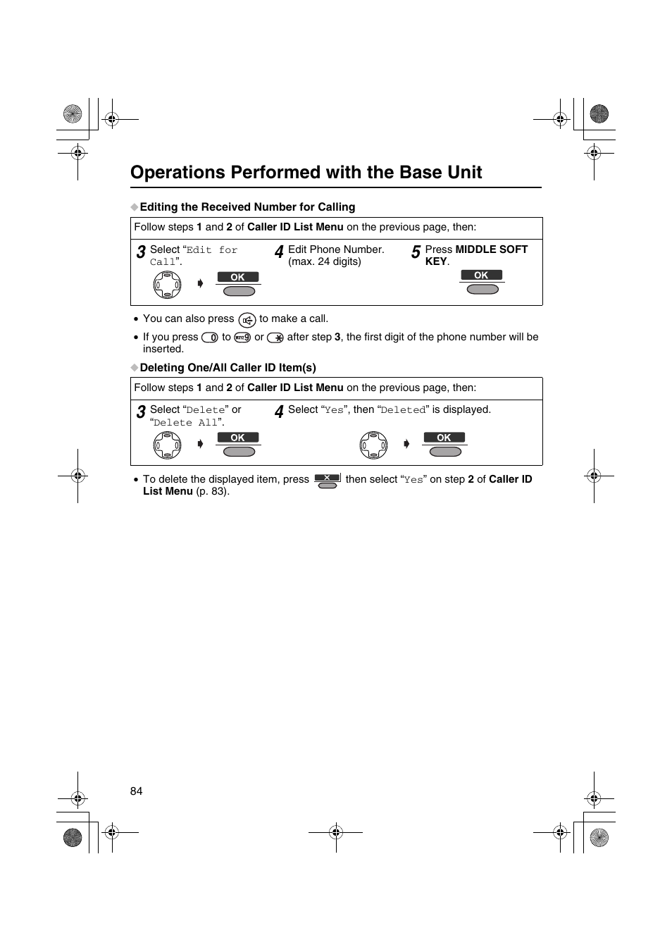 Operations performed with the base unit | Panasonic KX-TCD535HK User Manual | Page 84 / 116