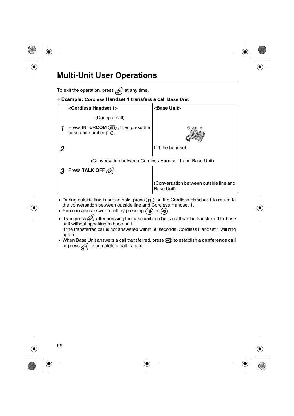 Multi-unit user operations | Panasonic KX-TCD535HK User Manual | Page 96 / 116