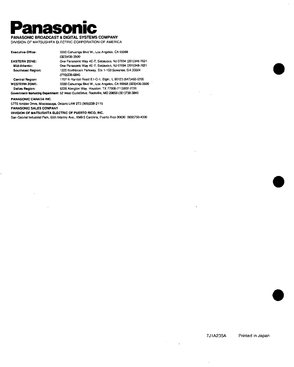 Panasonic | Panasonic NonLinear Editing System 3D Effect Board AY-PB2001 User Manual | Page 4 / 4
