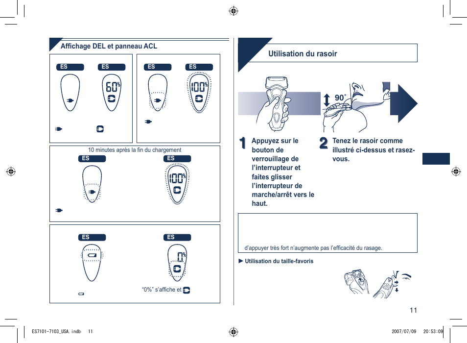 Se raser | Panasonic ES7103 User Manual | Page 11 / 20