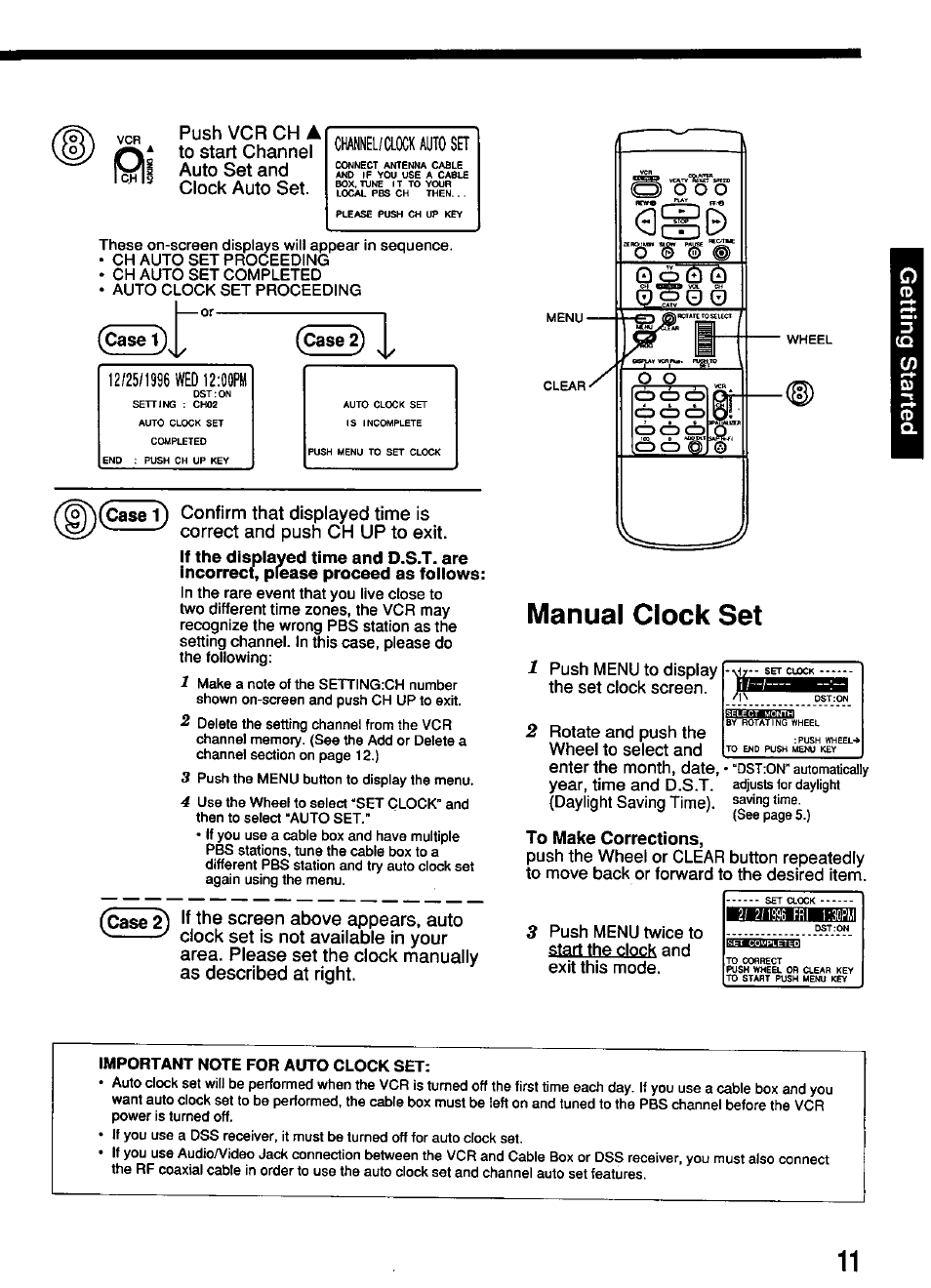 Manual clock set, Case 2, Case | Panasonic OMNIVISION PV-4661 User Manual | Page 11 / 32