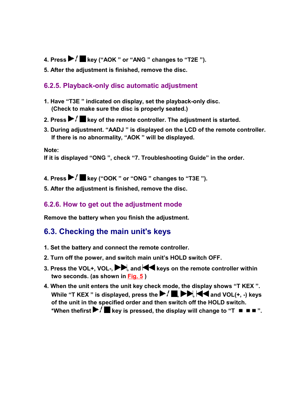 Checking the main unit's keys | Panasonic SJ-MJ88 User Manual | Page 32 / 62