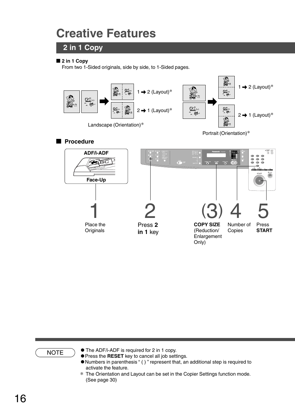 Creative features | Panasonic DP-1510P User Manual | Page 16 / 60