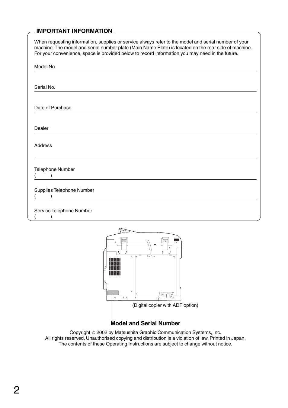 Panasonic DP-1510P User Manual | Page 2 / 60