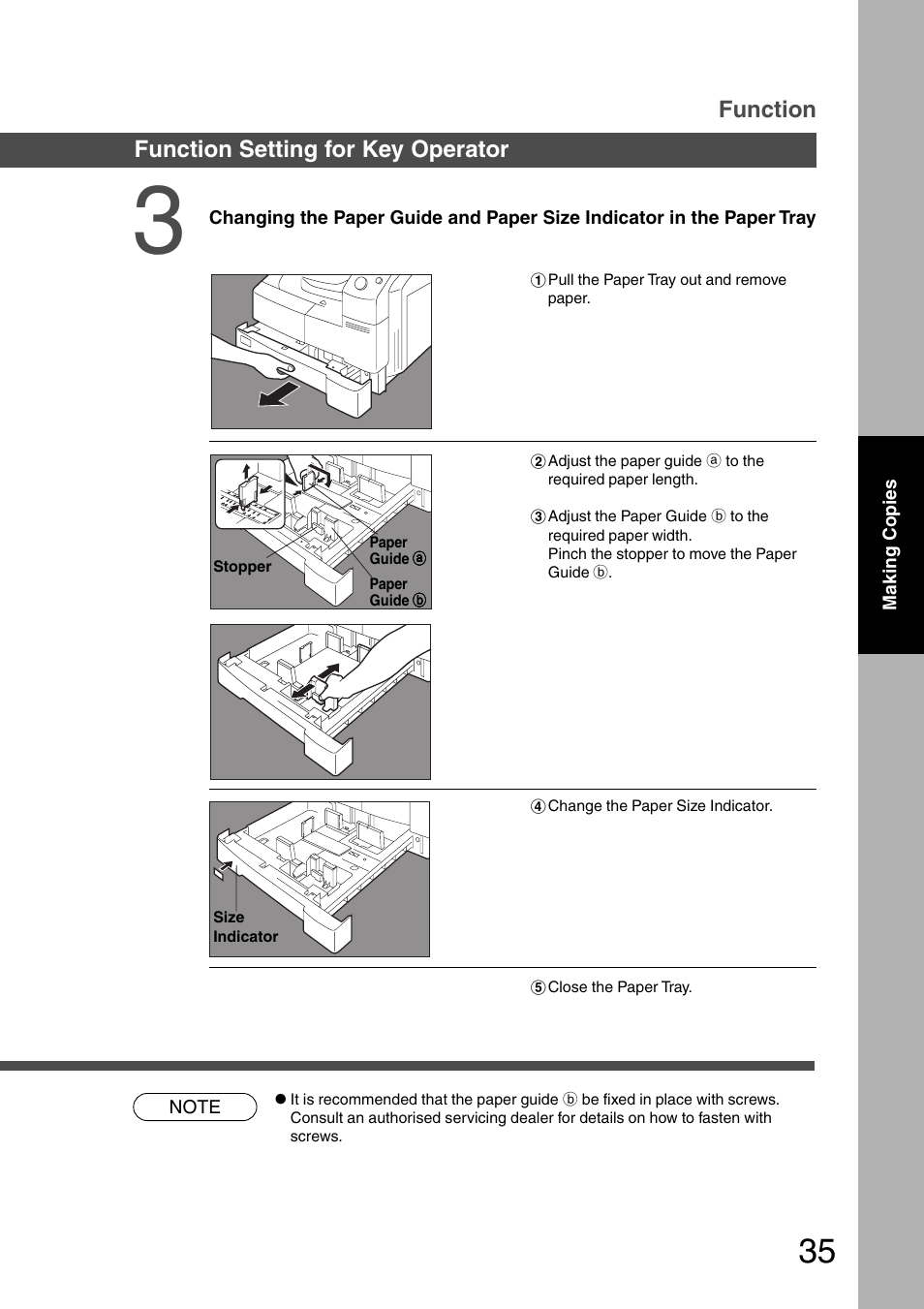 Function, Function setting for key operator | Panasonic DP-1510P User Manual | Page 35 / 60