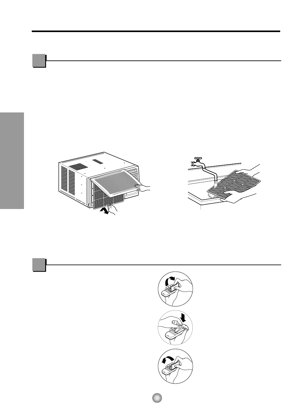 Care and maintenance, Air filter cleaning, How to insert batteries | About the controls on the air conditioner | Panasonic CW-XC145HU User Manual | Page 8 / 36
