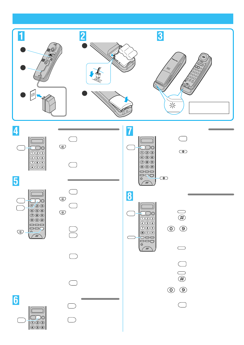 Portable handset operations | Panasonic KX-PW30CL User Manual | Page 6 / 12