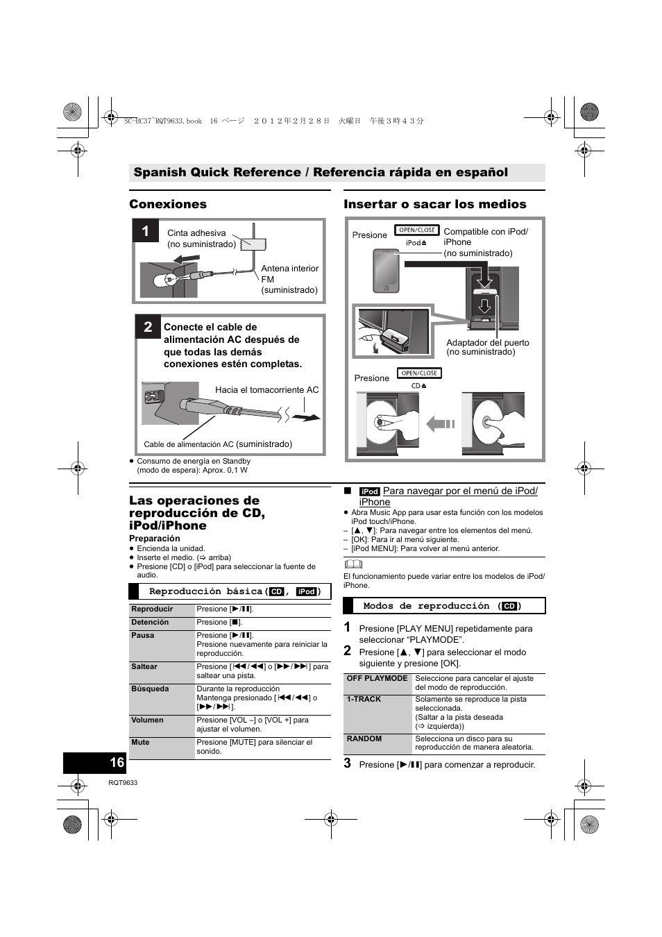Conexiones | Panasonic RQT9633-4P User Manual | Page 16 / 20