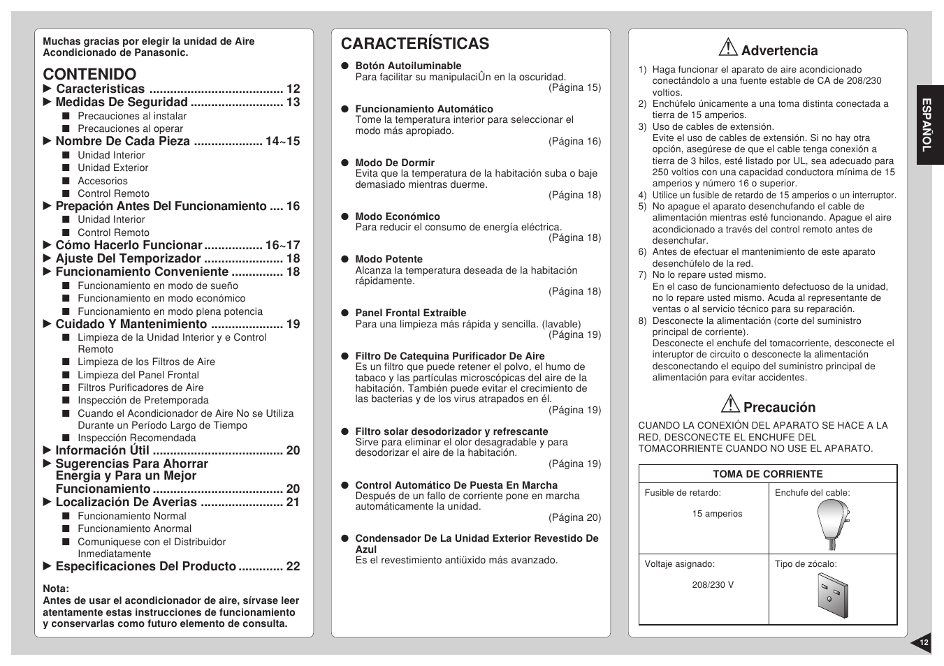 Panasonic CS-C12BKP User Manual | Page 13 / 24