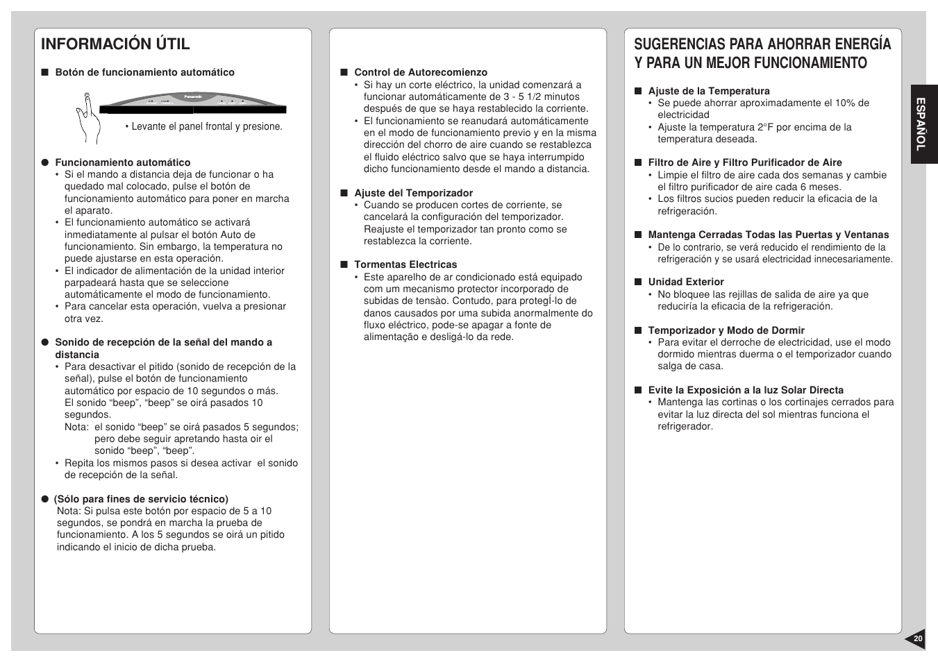 Información útil | Panasonic CS-C12BKP User Manual | Page 21 / 24