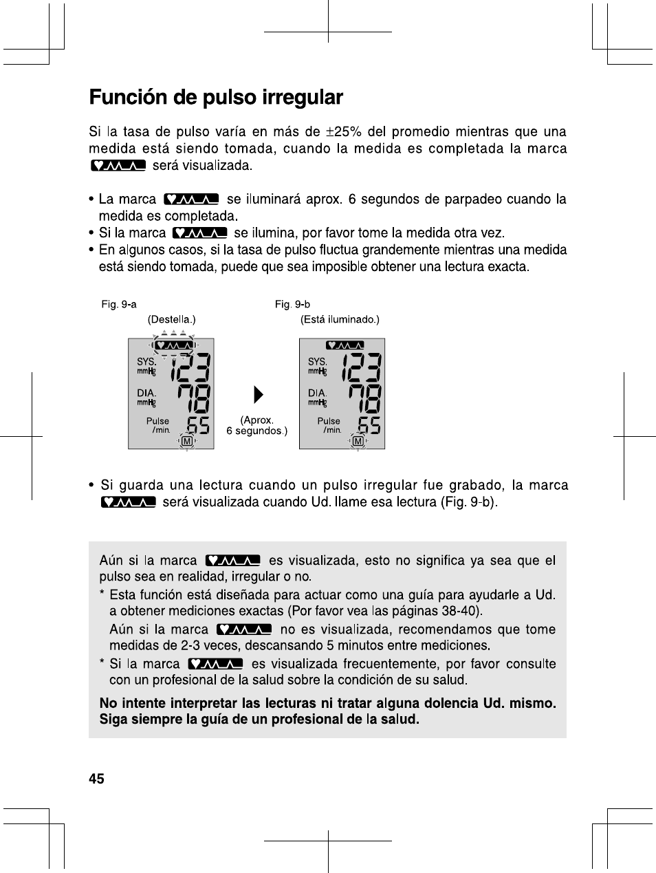 Función de pulso irregular | Panasonic EW3006 User Manual | Page 46 / 54