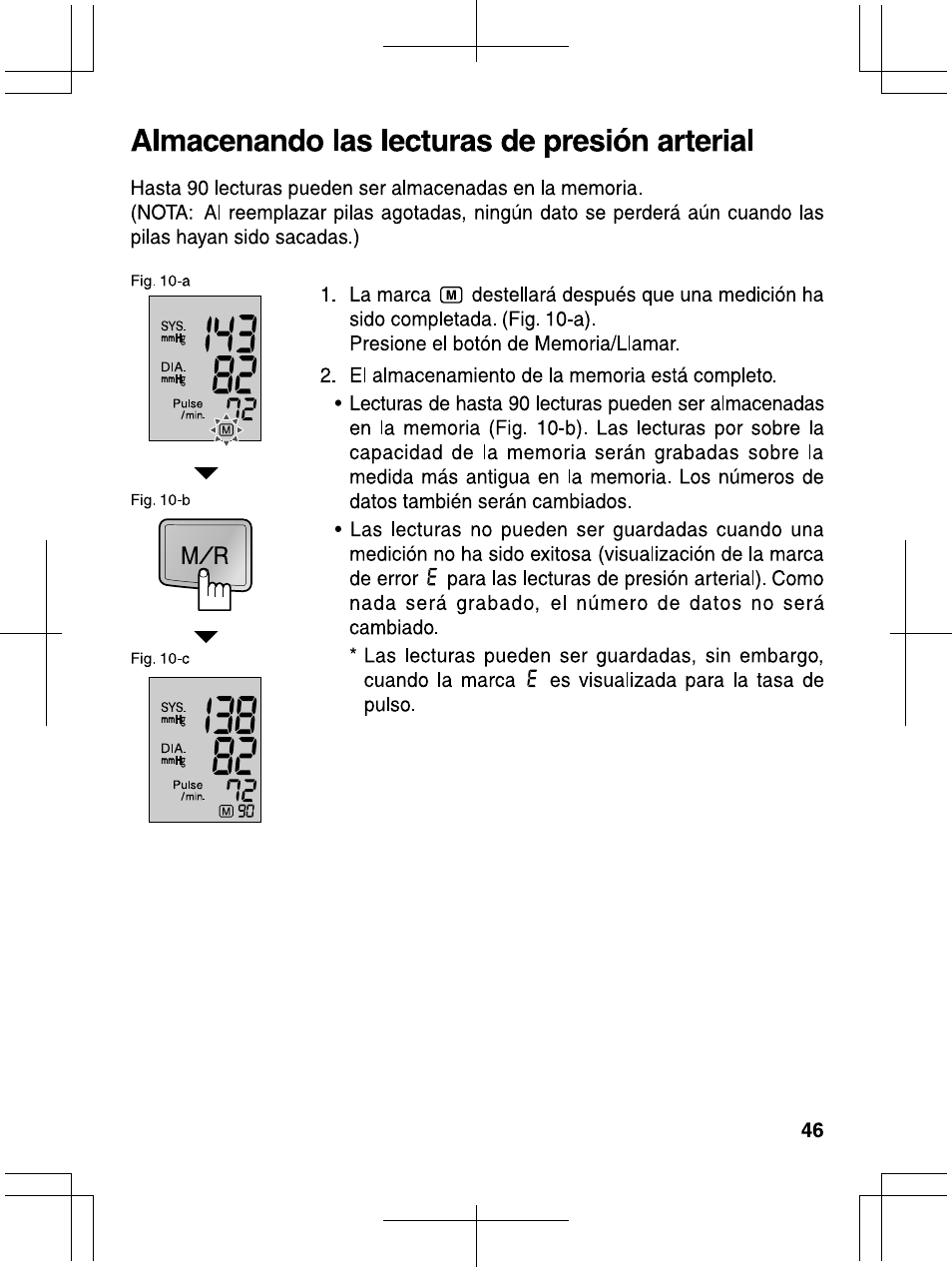 Almacenando las lecturas de presión arterial | Panasonic EW3006 User Manual | Page 47 / 54