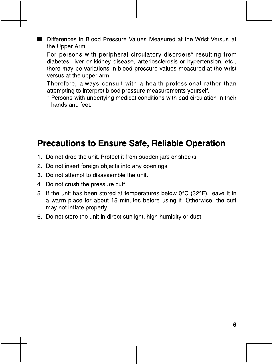 Precautions to ensure safe, reliable operation | Panasonic EW3006 User Manual | Page 7 / 54