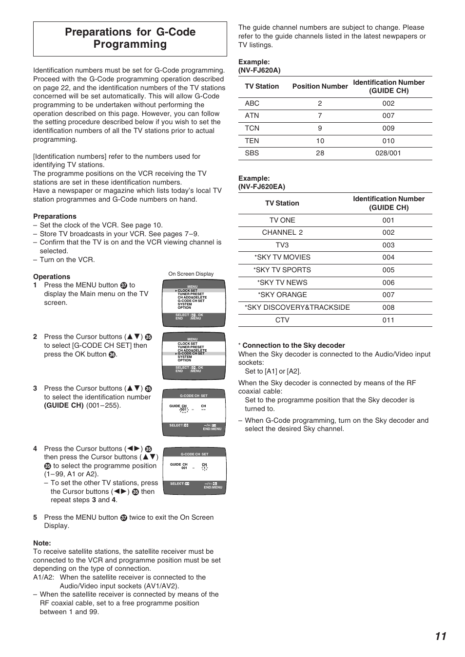 Preparations for g-code programming | Panasonic NV-FJ620 User Manual | Page 11 / 28