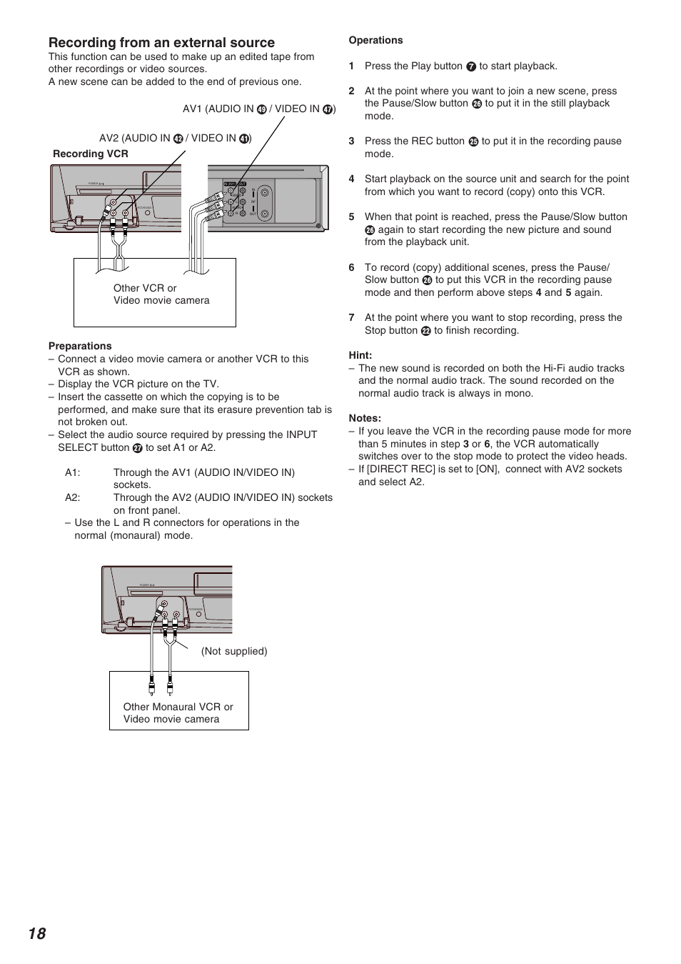 Recording from an external source | Panasonic NV-FJ620 User Manual | Page 18 / 28