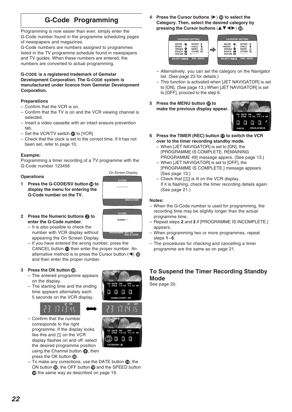 G-code programming, See page 20 | Panasonic NV-FJ620 User Manual | Page 22 / 28