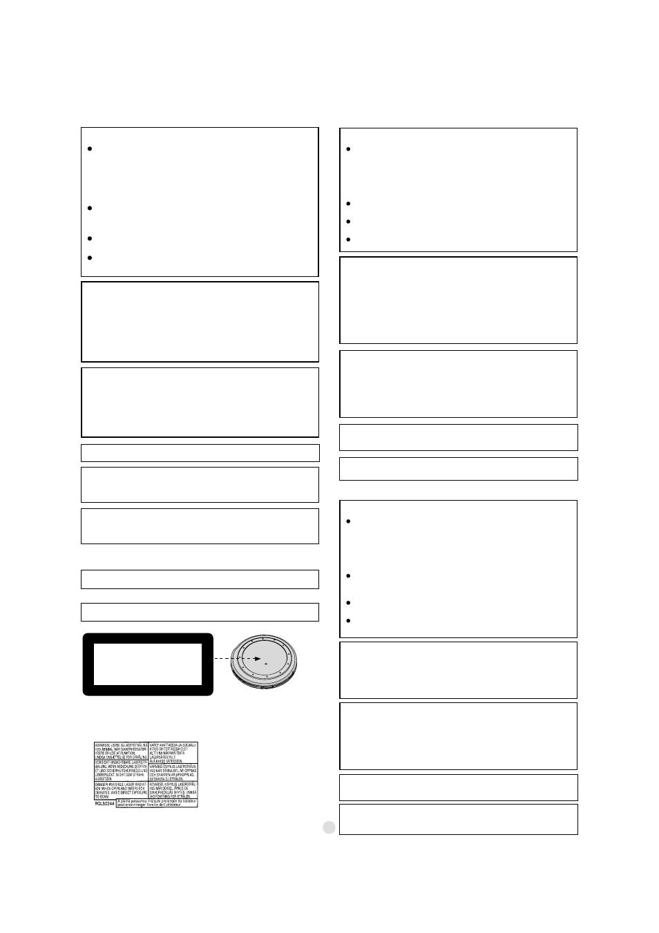 Class 1 laser product, Warning, Caution | Varoitus, Advarsel | Panasonic SL-CT710 User Manual | Page 3 / 6
