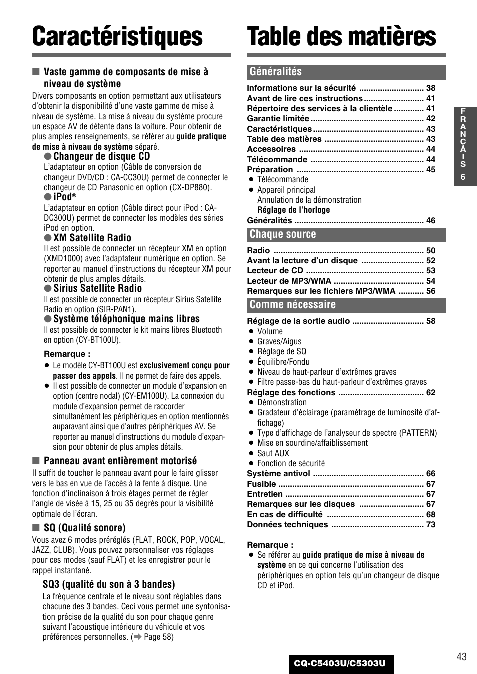 Panasonic CQ-C5403U User Manual | Page 43 / 108