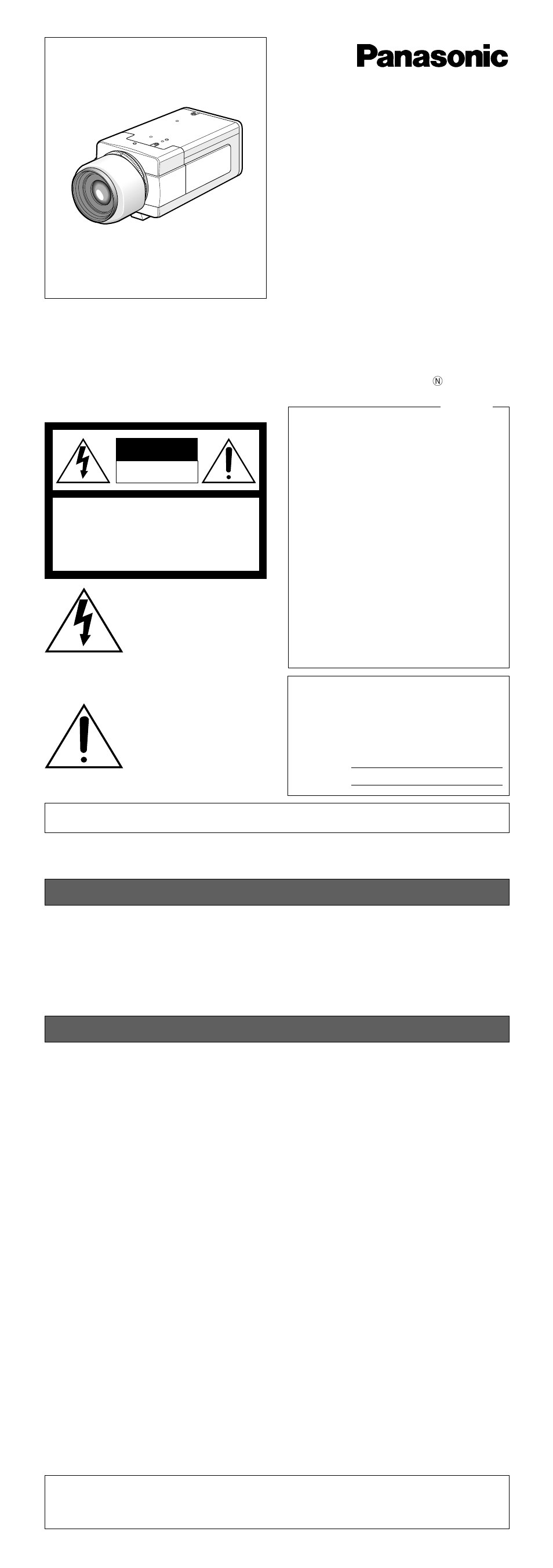 Panasonic WV-CP464 User Manual | 11 pages