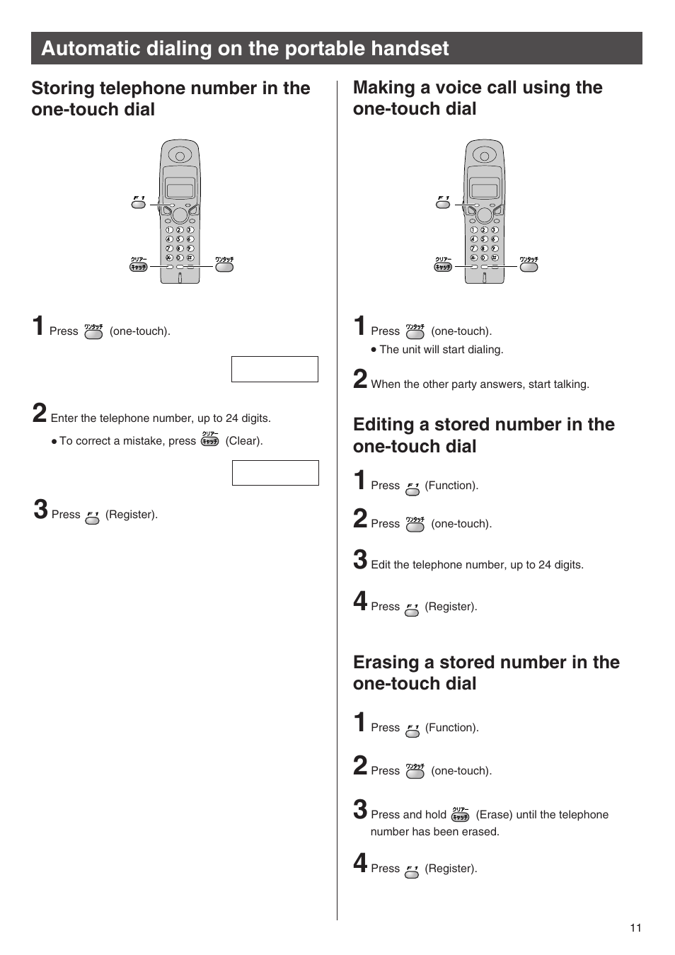 Automatic dialing on the portable handset | Panasonic KX-PW201CW User Manual | Page 11 / 24