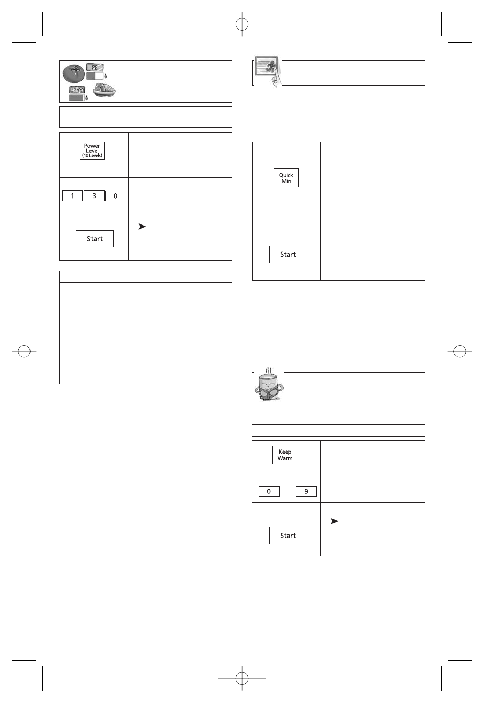 Selecting power & cook time, Quick min feature, Keep warm feature | Panasonic Inverter NN-SA710S User Manual | Page 14 / 32