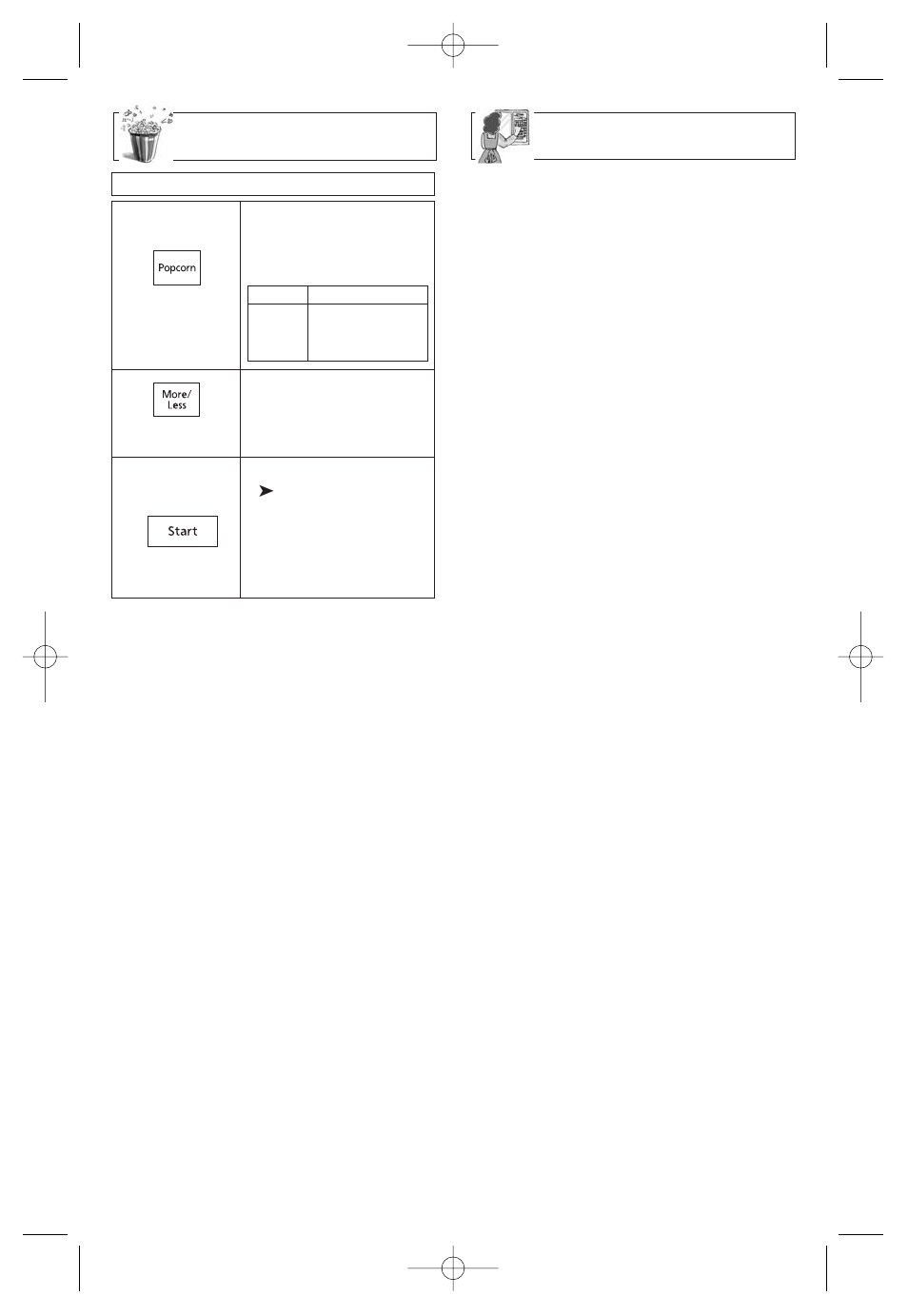 More/less feature, Popcorn feature | Panasonic Inverter NN-SA710S User Manual | Page 15 / 32