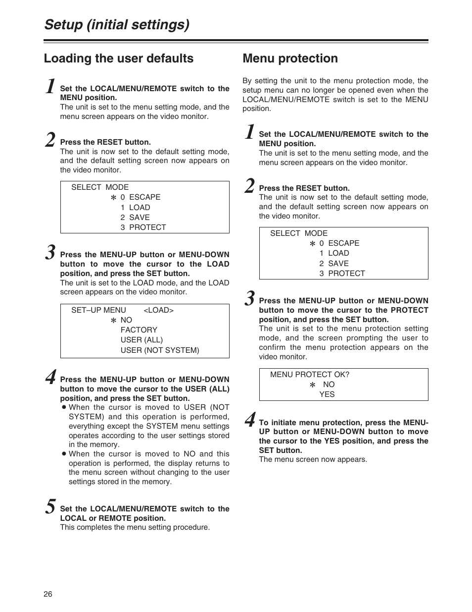 Setup (initial settings) | Panasonic AJ-HD1200A User Manual | Page 4 / 27