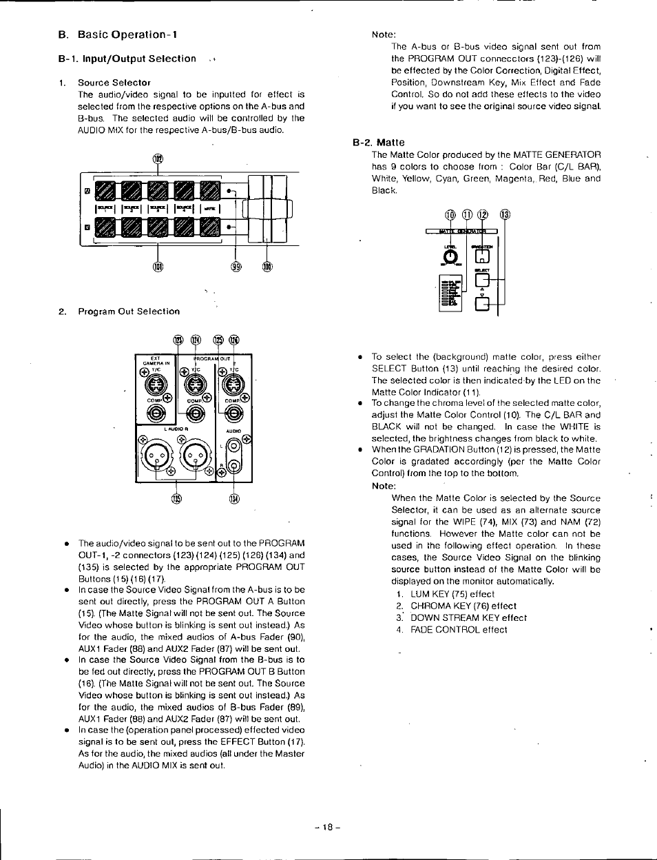 B. basic operation-1 b-1. input/output selection, B-2. matte, L-t-l l”î“l l”î“l l“î“l l-l | Panasonic WJ-MX50 User Manual | Page 17 / 40