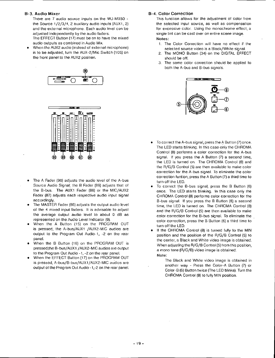 B-3. audio mixer, B-4. color correction, B-3, audio mixer b-4. color correction | Panasonic WJ-MX50 User Manual | Page 18 / 40