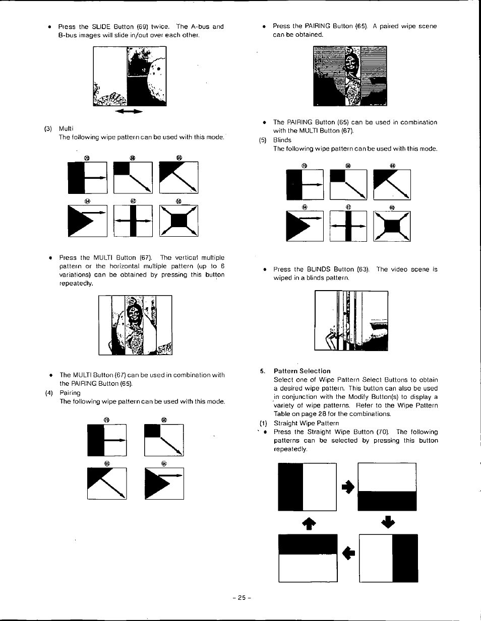 Pattern selection, Ess @ @ bfflk | Panasonic WJ-MX50 User Manual | Page 24 / 40