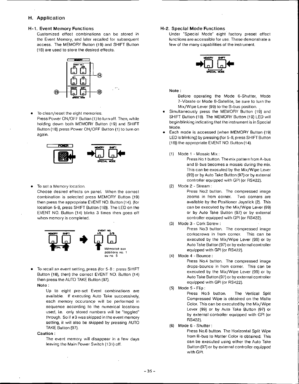 H-l. event memory functions, H-2. special mode functions, H-1. event memory functions | Panasonic WJ-MX50 User Manual | Page 34 / 40