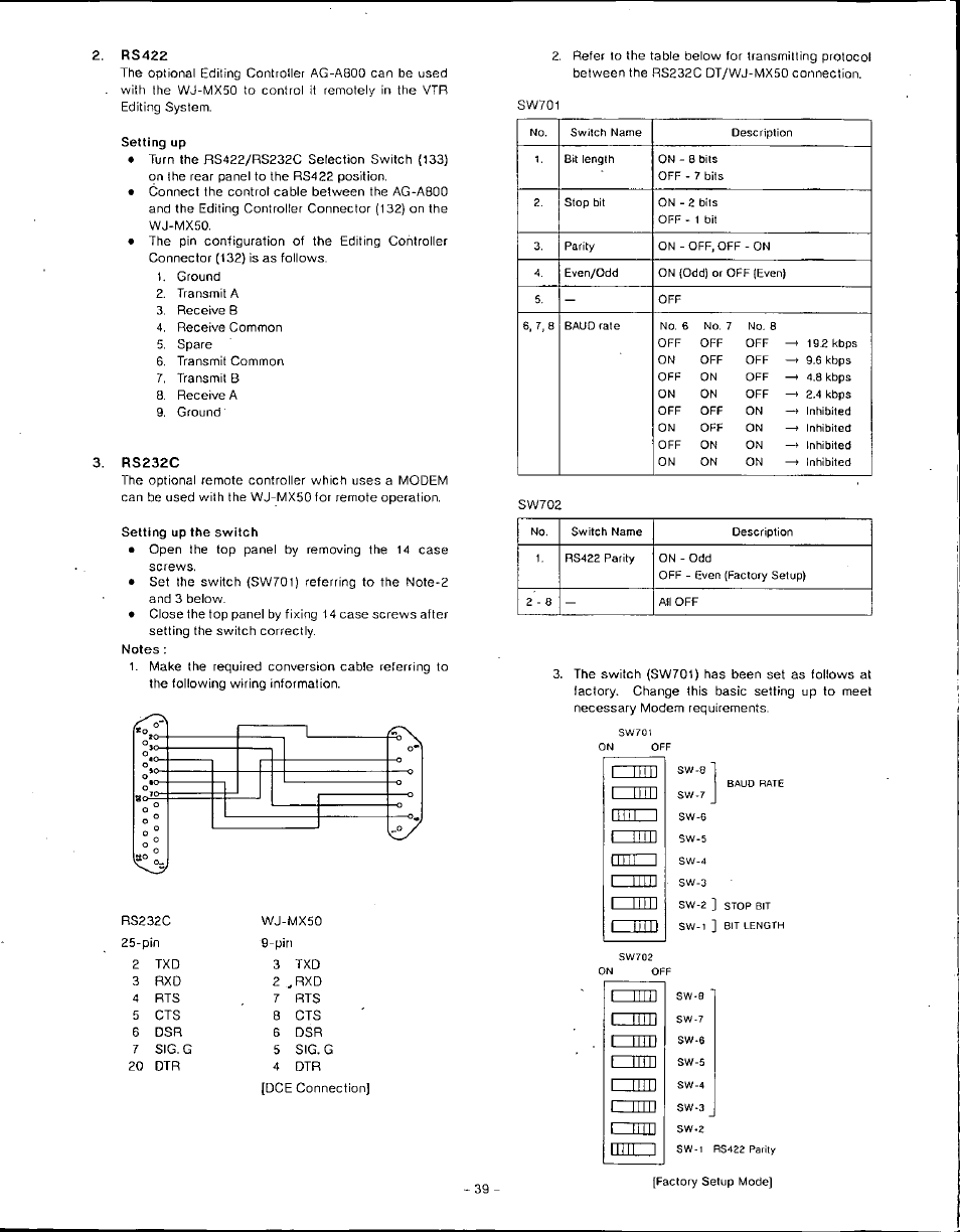 Setting up the switch, R~nm | Panasonic WJ-MX50 User Manual | Page 38 / 40