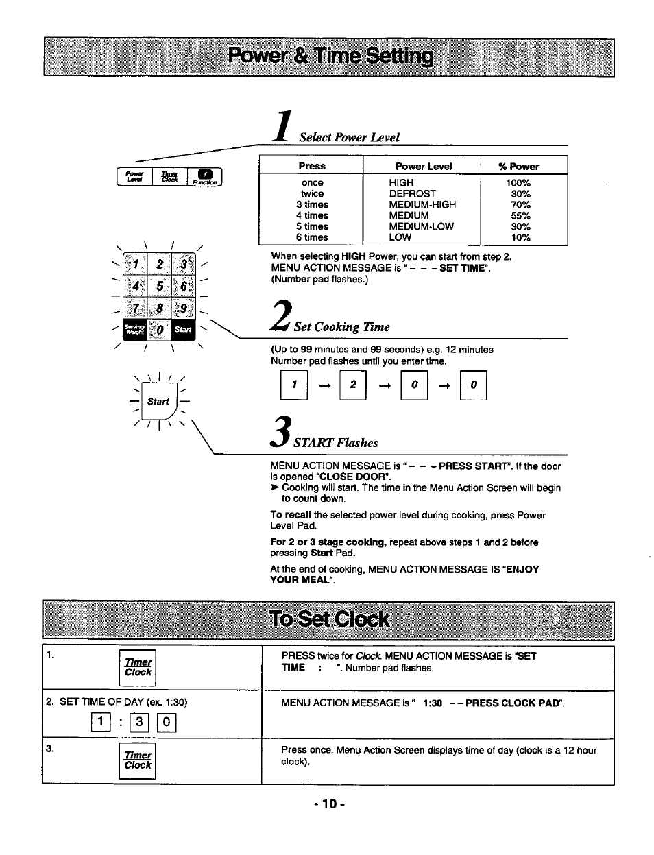 Power & time | Panasonic GENIUS 1100 NN-S588 User Manual | Page 12 / 56