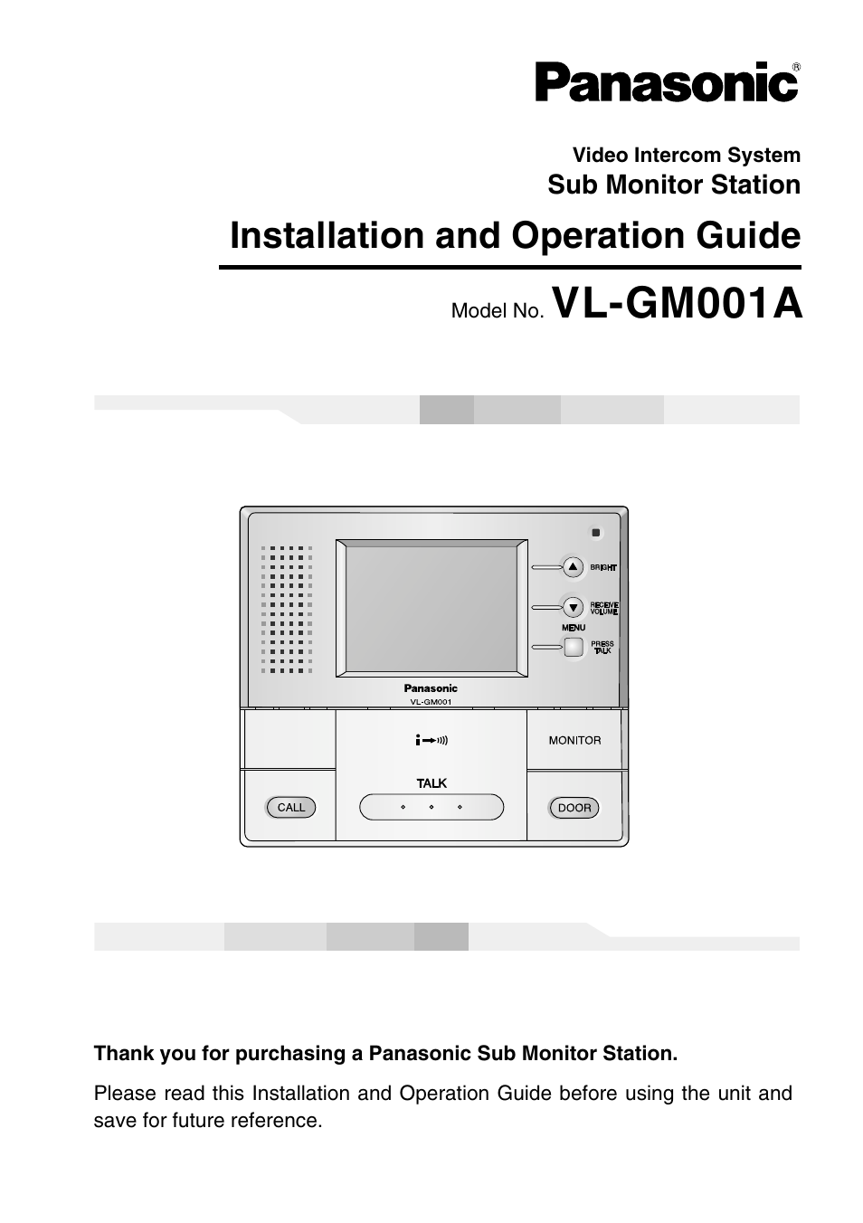 Panasonic VL-GM001 User Manual | 20 pages