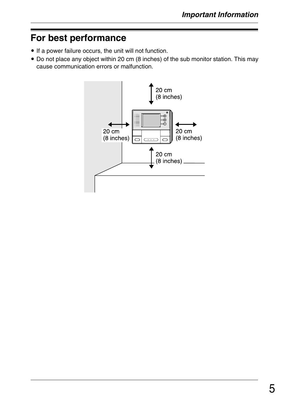 For best performance | Panasonic VL-GM001 User Manual | Page 5 / 20