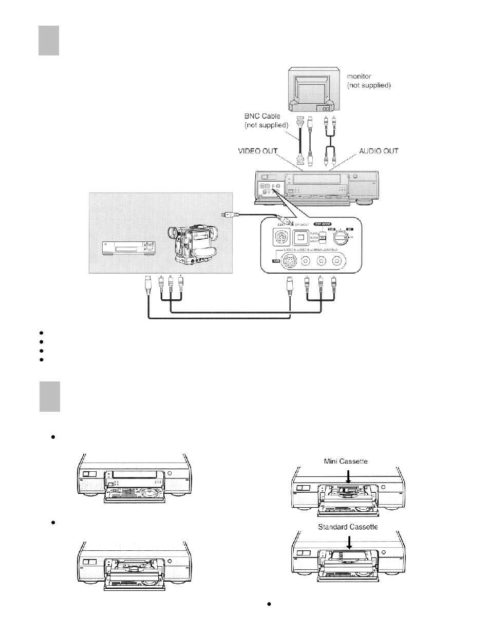 Connections, Inserting the cassette | Panasonic AG-DV2000P User Manual | Page 13 / 76